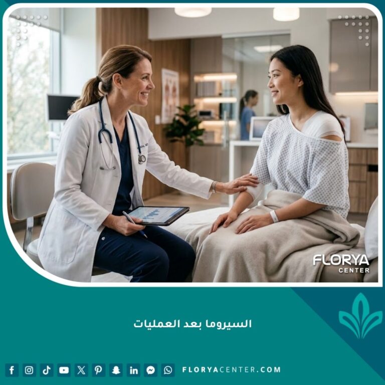 طبيب مختص يفحص مريضاً بعد العملية الجراحية لتقديم العلاج والراحة الفورية من السيروما.