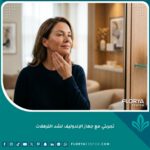 سيدة تلمس بشرتها المشدودة بعد تجربتها الناجحة مع جهاز الإندوليف لشد الترهلات بدون جراحة.