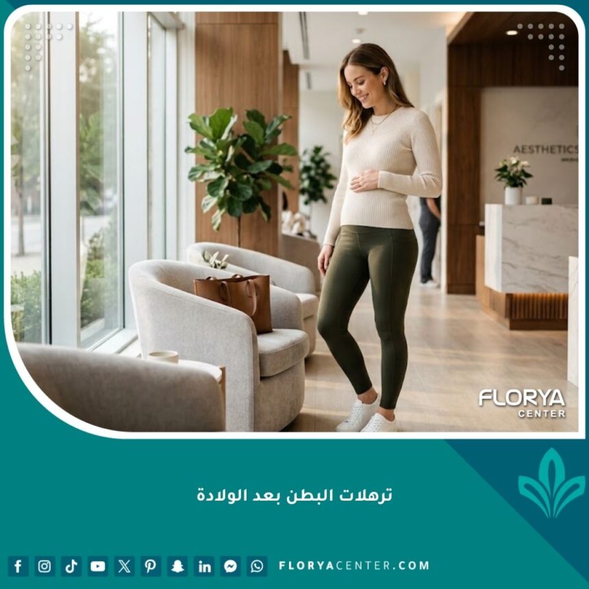 ترهلات البطن بعد الولادة 1 امرأة سعيدة ومفعمة بالثقة بعد التخلص من ترهلات البطن بعد الولادة واستعادة رشاقتها بفضل عملية شد البطن.