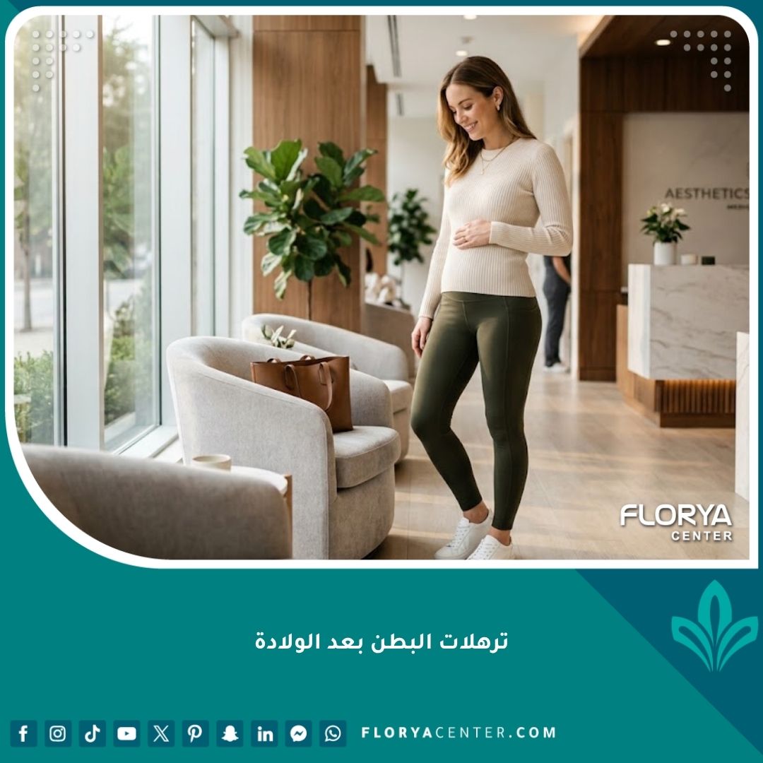 امرأة سعيدة ومفعمة بالثقة بعد التخلص من ترهلات البطن بعد الولادة واستعادة رشاقتها بفضل عملية شد البطن.