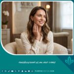 امرأة تتمتع ببشرة مشدودة وصحية، تمثل الأمل في التخلص من ترهلات الجلد بعد إبر المنجارو وأوزمبك من خلال تقنيات التجميل الحديثة.
