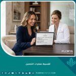 مريضة سعيدة في عيادة تجميل تناقش خطة تقسيط عمليات التجميل مع الطبيب للحصول على تسهيلات مالية مرنة.