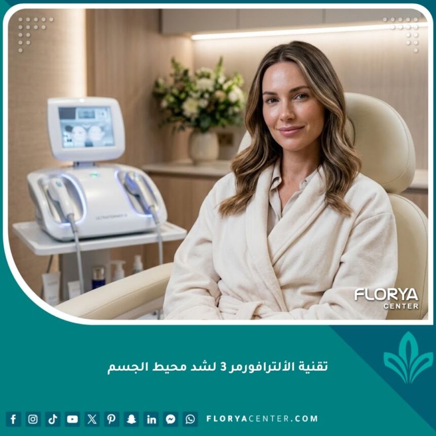 تقنية الألترافورمر 3 لشد محيط الجسم 1 امرأة تتمتع بقوام مشدود وجسم متناسق بعد جلسة تقنية الألترافورمر 3 لشد محيط الجسم في عيادة تجميل فخمة.