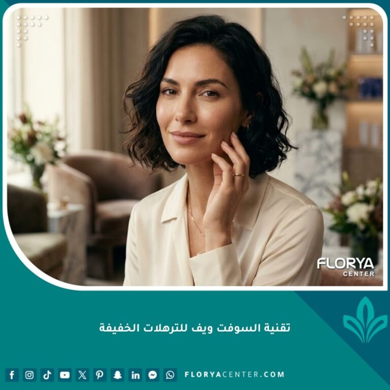 امرأة تتمتع ببشرة مشدودة ونضرة بعد استخدام تقنية السوفت ويف للترهلات الخفيفة بدون ألم.
