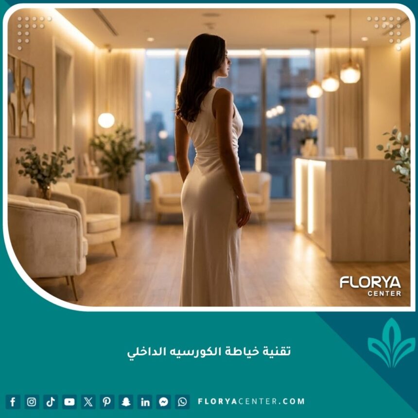 صورة احترافية تبرز نتائج تقنية خياطة الكورسيه الداخلي للحصول على خصر منحوت على شكل الساعة الرملية.