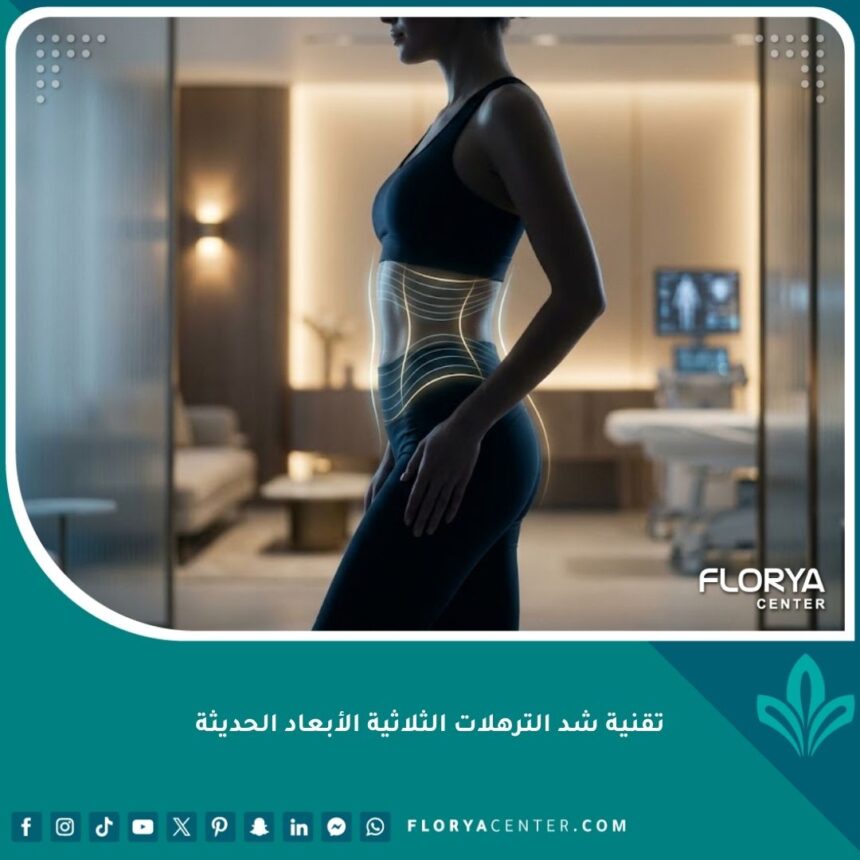 صورة تعبيرية لتقنية شد الترهلات الثلاثية الأبعاد الحديثة توضح نحت القوام وإبراز المنحنيات العضلية.