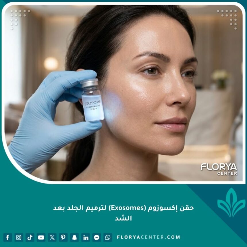 حقن إكسوزوم لترميم الجلد وتجديد الخلايا للحصول على بشرة نضرة ومشدودة بعد جراحات التجميل.