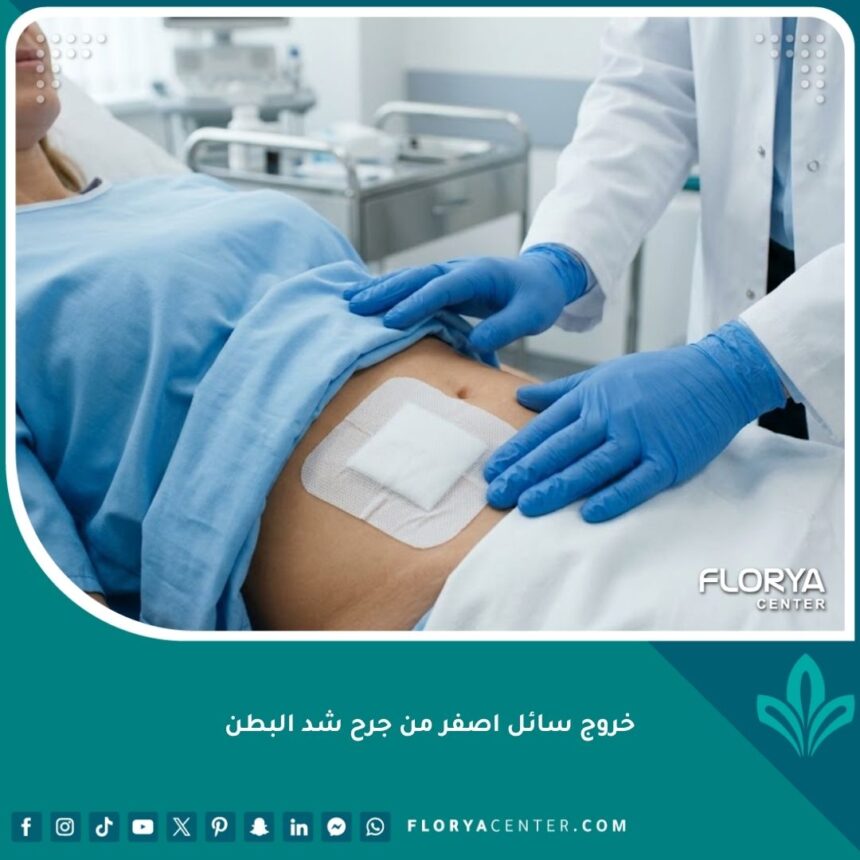 طبيب مختص يفحص العناية بجرح شد البطن للتأكد من سلامته وعدم وجود التهاب بعد العملية.