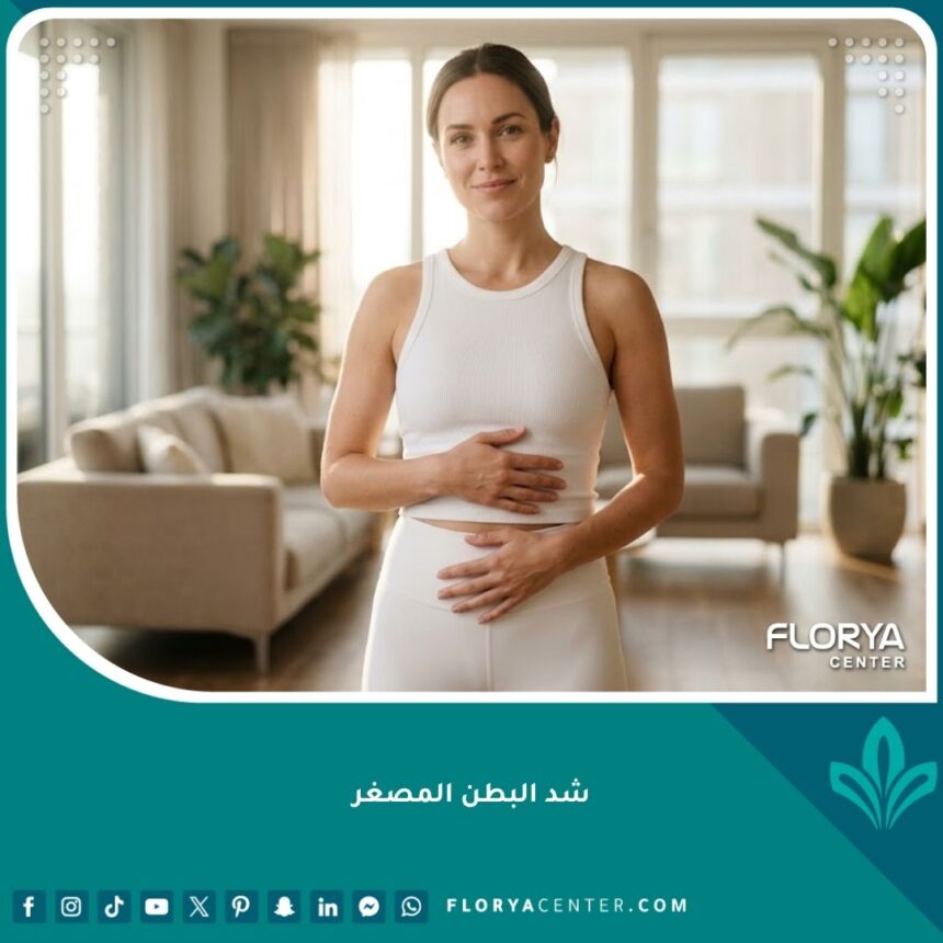 شد البطن المصغر 1 امرأة تتمتع ببطن مسطح ومشدود بعد عملية شد البطن المصغر للتخلص من الترهلات السفلية.