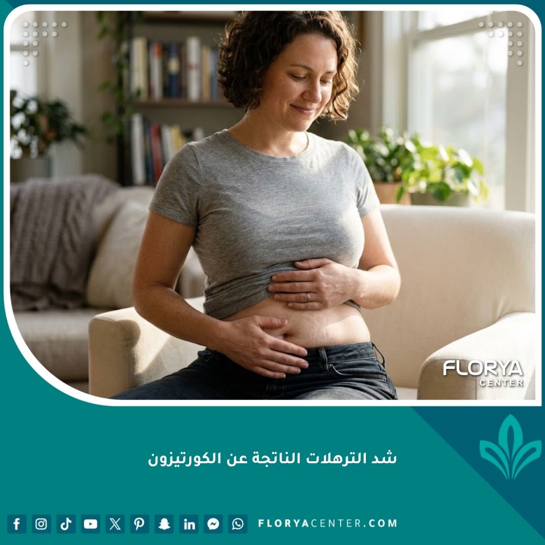صورة مقربة تبرز جمال ومرونة الجلد بعد عملية شد الترهلات الناتجة عن الكورتيزون والتخلص من التشققات العريضة.