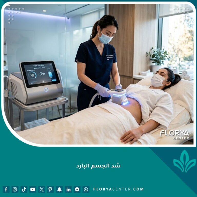 أحدث جهاز لتقنية شد الجسم البارد وتجميد الدهون في عيادة تجميل فخمة.