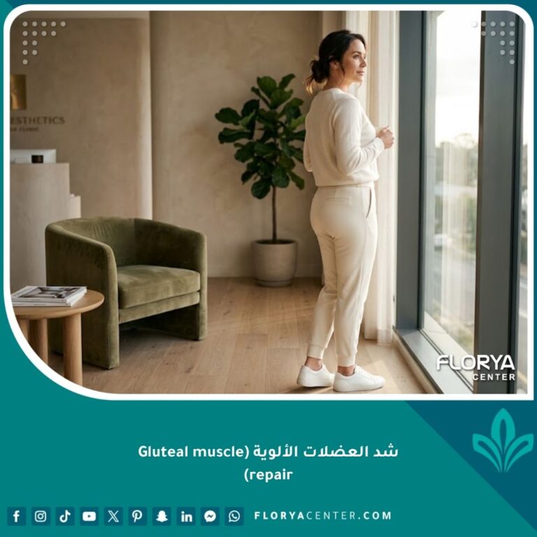 صورة عالية الجودة تمثل جمالية ورشاقة الجسم بعد عملية شد العضلات الألوية وترميم المؤخرة في عيادة تجميل فخمة.