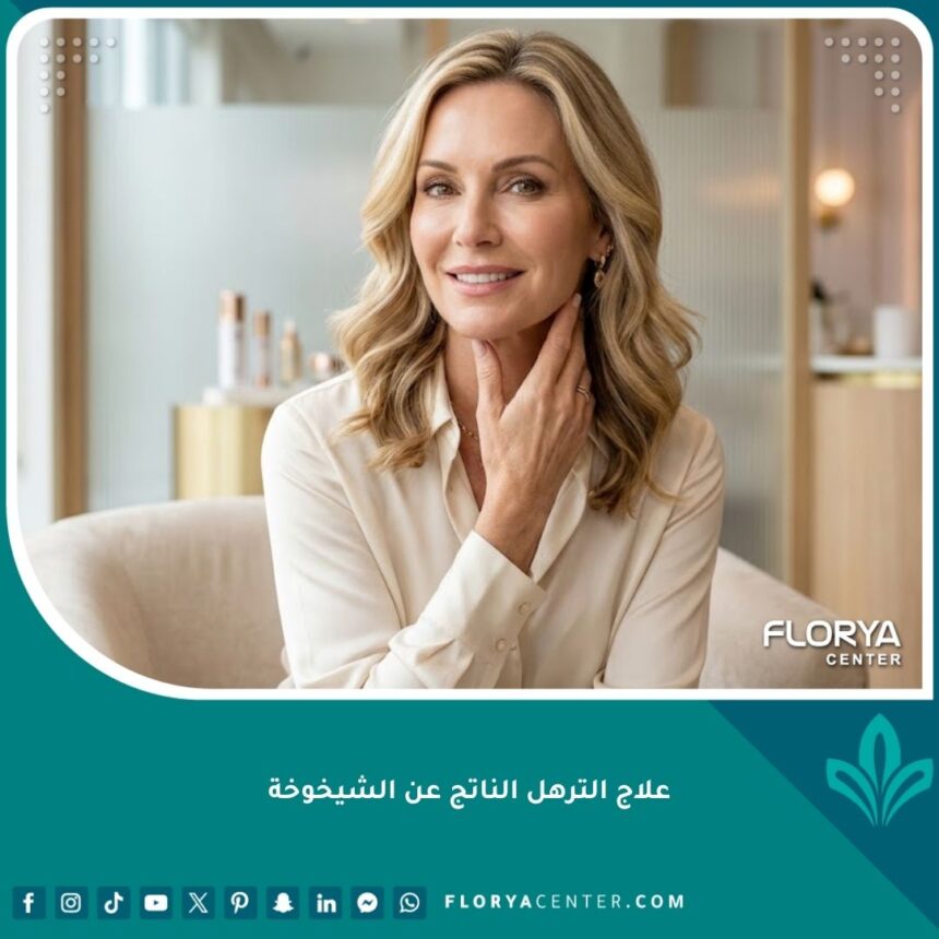 امرأة تتمتع ببشرة مشدودة ونضرة بعد نجاح علاج الترهل الناتج عن الشيخوخة واستعادة حيوية الوجه.