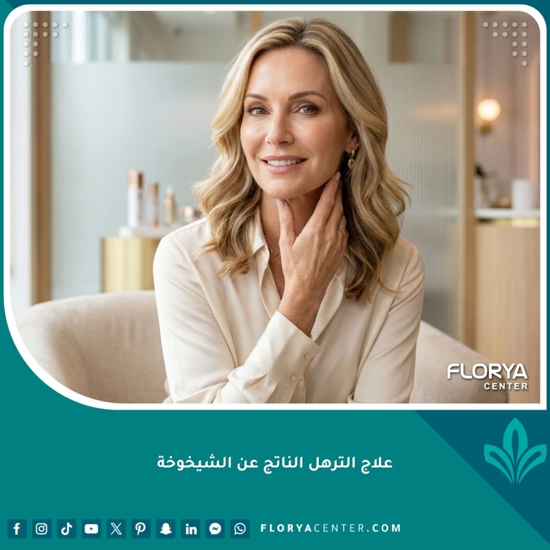 امرأة تتمتع ببشرة مشدودة ونضرة بعد نجاح علاج الترهل الناتج عن الشيخوخة واستعادة حيوية الوجه.