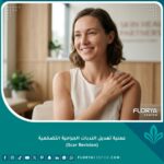 مريضة سعيدة ببشرة صافية بعد إجراء عملية تعديل الندبات الجراحية التضخمية بنجاح.