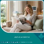 امرأة تتعافى براحة وهدوء في المنزل، تمثل فترة النقاهة السليمة ومدة الشفاء من شد البطن.