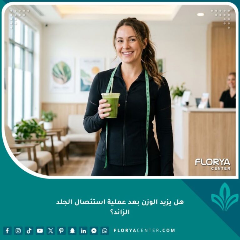 مريضة سعيدة تحافظ على وزنها المثالي بعد عملية استئصال الجلد الزائد وشد الترهلات.