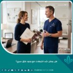 طبيب جراحة تجميل يناقش مع مريضة إمكانية شد الترهلات مع وجود فتق سري في عيادة طبية حديثة.